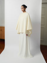 Flowing Blend Cape with Sculptural Drape and Structured Back Zipper Detail